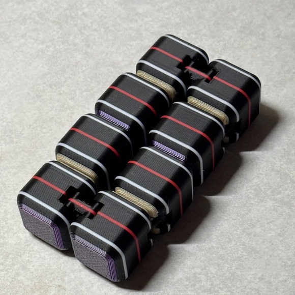 NWT 3D Printed Infinity Cube Fidget Toy – Black, Purple & Gold Colorway - Picture 2 of 5